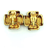 Vintage Gold Givenchy Large Bow Clip - On Earrings - 24 Wishes Vintage Jewelry