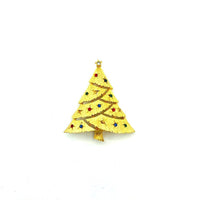 Vintage Gold JJ Colorful Rhinestone Christmas Tree Brooch - 24 Wishes Vintage Jewelry