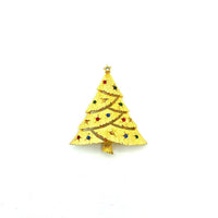 Vintage Gold JJ Colorful Rhinestone Christmas Tree Brooch - 24 Wishes Vintage Jewelry