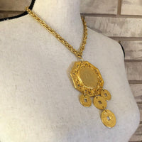 Vintage Gold Les Bernard Large Chinese Coin Pendant - 24 Wishes Vintage Jewelry