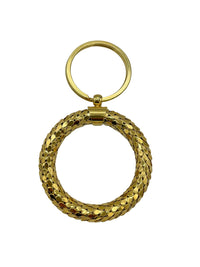 Vintage Gold Mesh Textured Key Chain Ring - 24 Wishes Vintage Jewelry