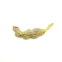 Vintage Gold Napier Pave Rhinestone Feather Brooch - 24 Wishes Vintage Jewelry