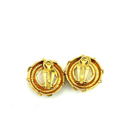 Vintage Gold Nested Pearl St. John Round Vintage Clip - On Earrings - 24 Wishes Vintage Jewelry