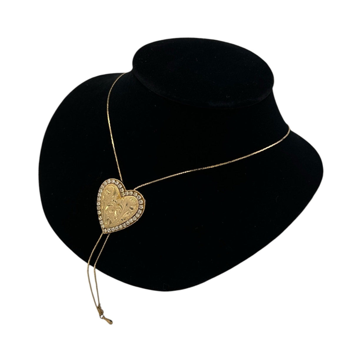 Necklaces & PendantsVintage Gold Rhinestone Heart Slide Bolo Style Necklace