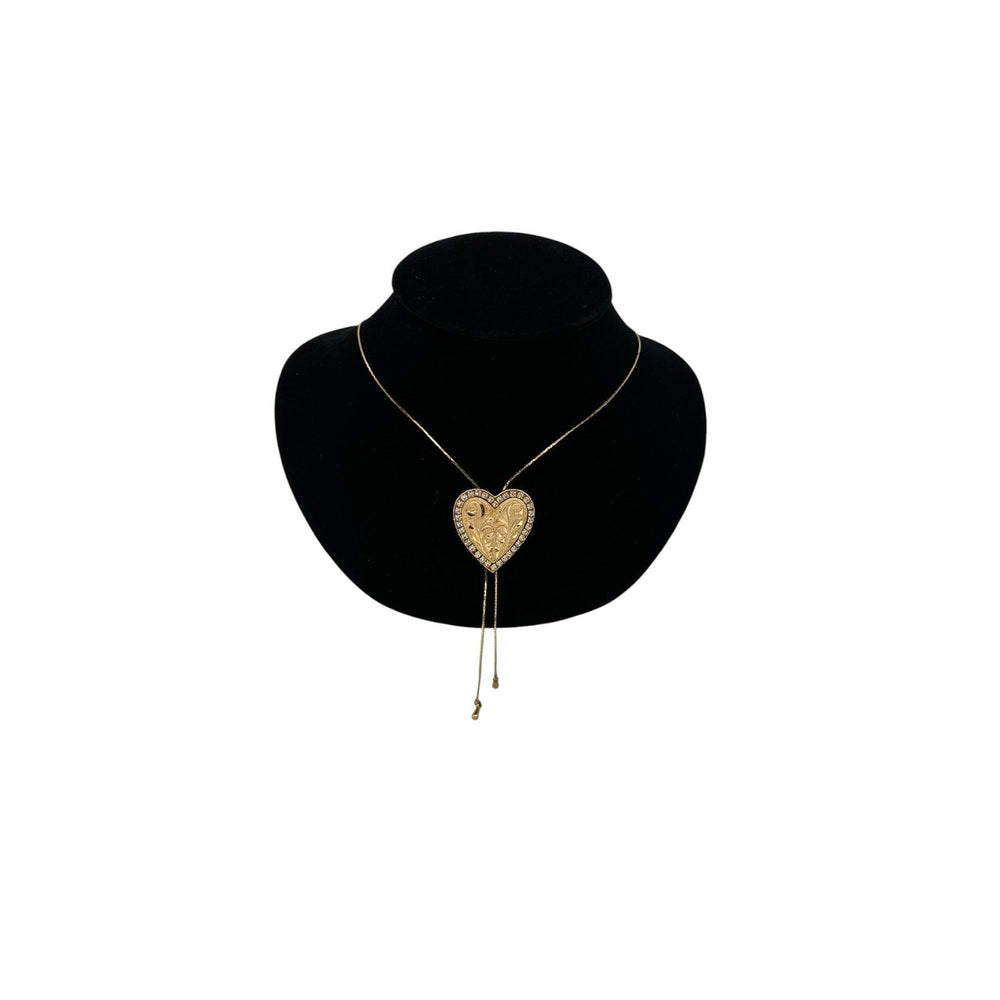 Necklaces & PendantsVintage Gold Rhinestone Heart Slide Bolo Style Necklace
