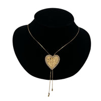 Necklaces & PendantsVintage Gold Rhinestone Heart Slide Bolo Style Necklace