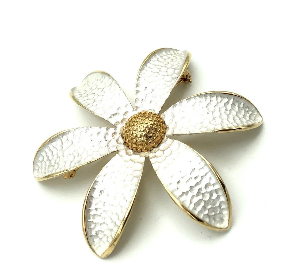 Vintage Gold & Silver Large Daisy Brooch - 24 Wishes Vintage Jewelry