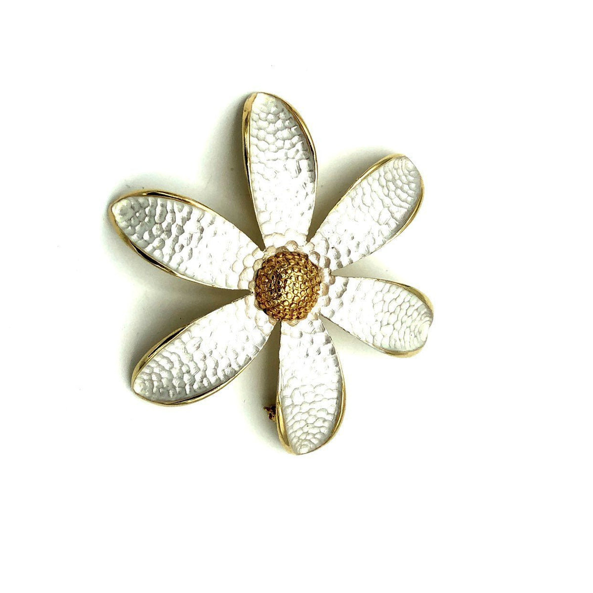 Vintage Gold & Silver Large Daisy Brooch - 24 Wishes Vintage Jewelry