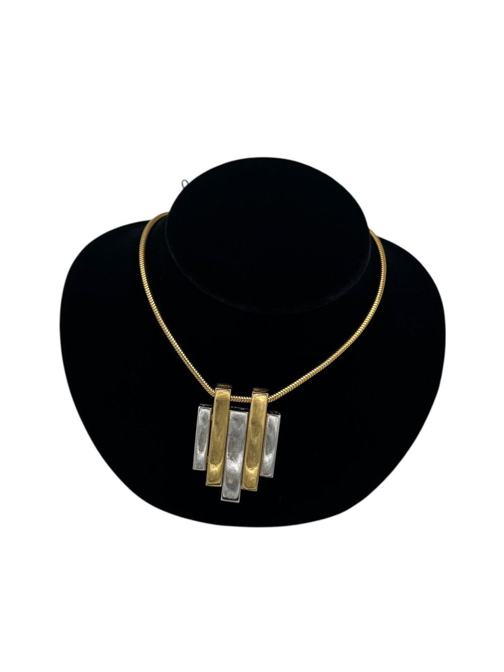 Vintage Gold & Silver Modernist Pendant - 24 Wishes Vintage Jewelry
