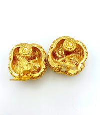 Vintage Gold St. John Classic Clip - On Earrings - 24 Wishes Vintage Jewelry