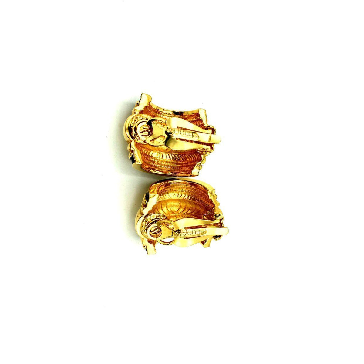 Vintage Gold St. John Half Hoop Classic Vintage Clip - On Earrings - 24 Wishes Vintage Jewelry