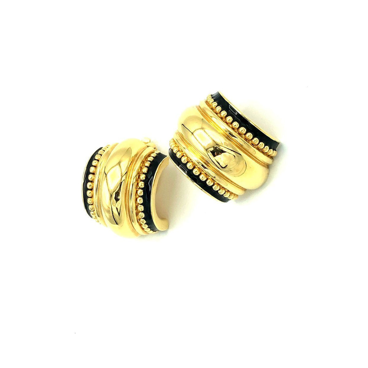 Vintage Gold St. John Half Hoop Classic Vintage Clip - On Earrings - 24 Wishes Vintage Jewelry