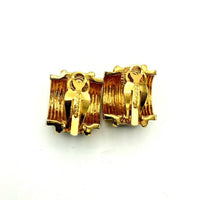 Vintage Gold St. John Half Hoop Classic Vintage Clip - On Earrings - 24 Wishes Vintage Jewelry