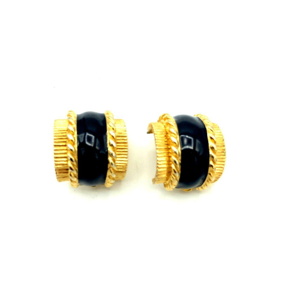 Vintage Gold St. John Half Hoop Classic Vintage Clip - On Earrings - 24 Wishes Vintage Jewelry