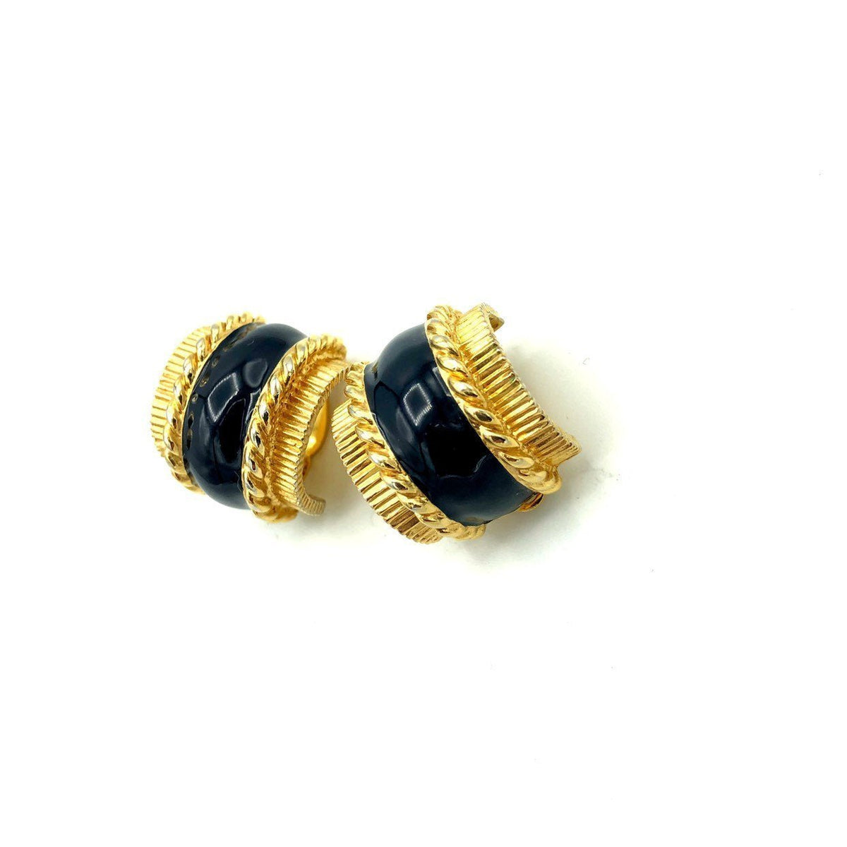 Vintage Gold St. John Half Hoop Classic Vintage Clip - On Earrings - 24 Wishes Vintage Jewelry