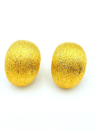 Vintage Gold St. John Textured Chunky Classic Vintage Clip - On Earrings - 24 Wishes Vintage Jewelry