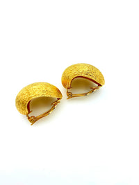 Vintage Gold St. John Textured Chunky Classic Vintage Clip - On Earrings - 24 Wishes Vintage Jewelry