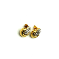 Vintage Gold Swarovski Petite Door Knocker Crystal Pierced Earrings - 24 Wishes Vintage Jewelry