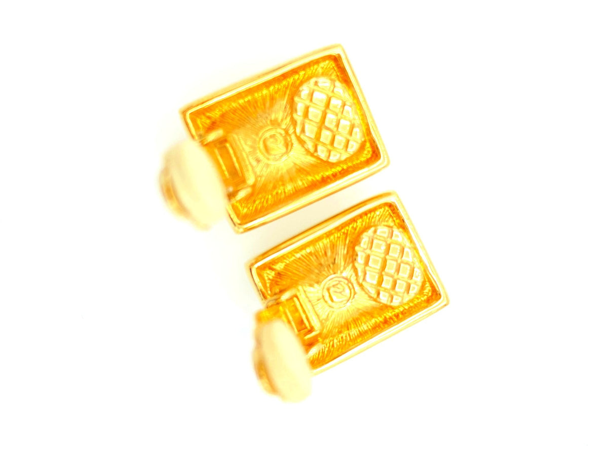 Vintage Gold Swarovski Rectangle Clear Crystal Clip - On Earrings - 24 Wishes Vintage Jewelry