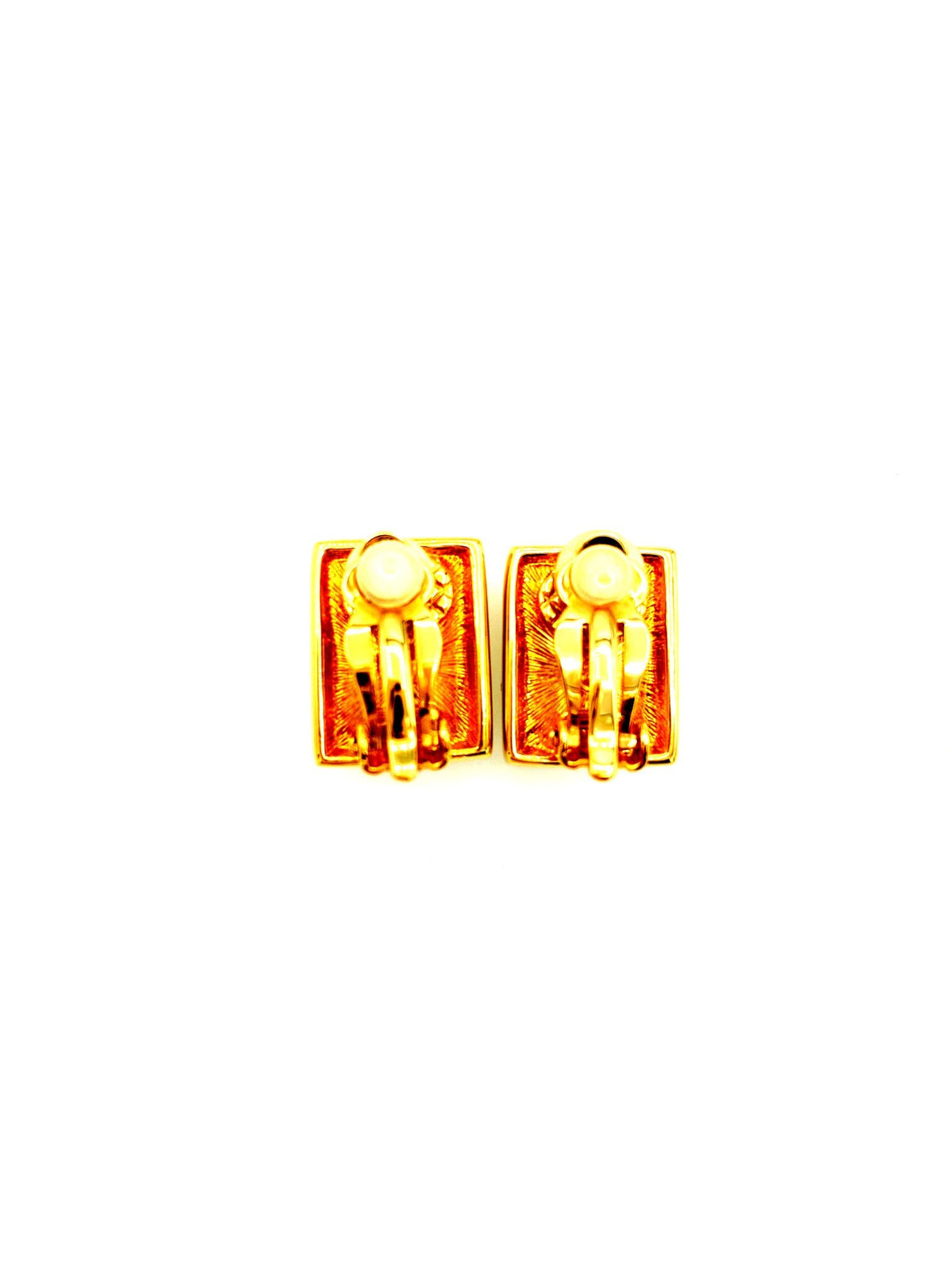 Vintage Gold Swarovski Rectangle Clear Crystal Clip - On Earrings - 24 Wishes Vintage Jewelry