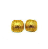 Vintage Gold Textured Chunky Classic Square Clip - On Earrings - 24 Wishes Vintage Jewelry