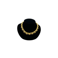 Necklaces & PendantsVintage Gold Textured Link Black Cabochon Collar Necklace