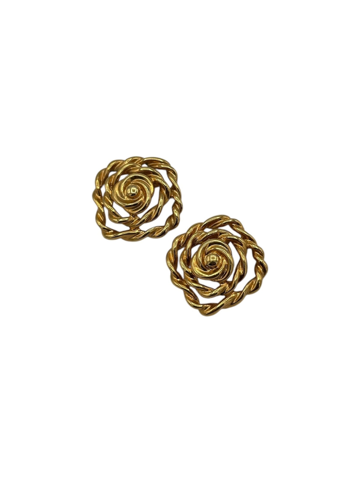 Vintage Gold Twisted Classic Pierced Earrings - 24 Wishes Vintage Jewelry