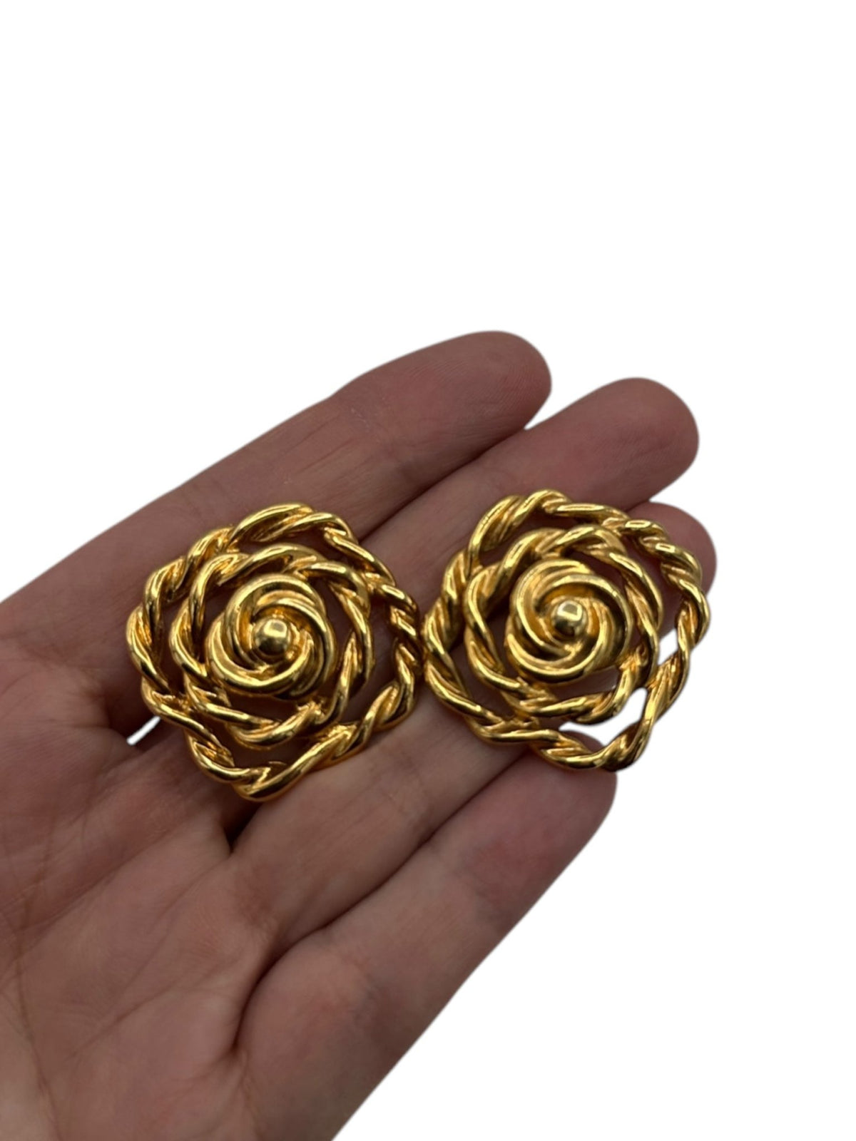 Vintage Gold Twisted Classic Pierced Earrings - 24 Wishes Vintage Jewelry