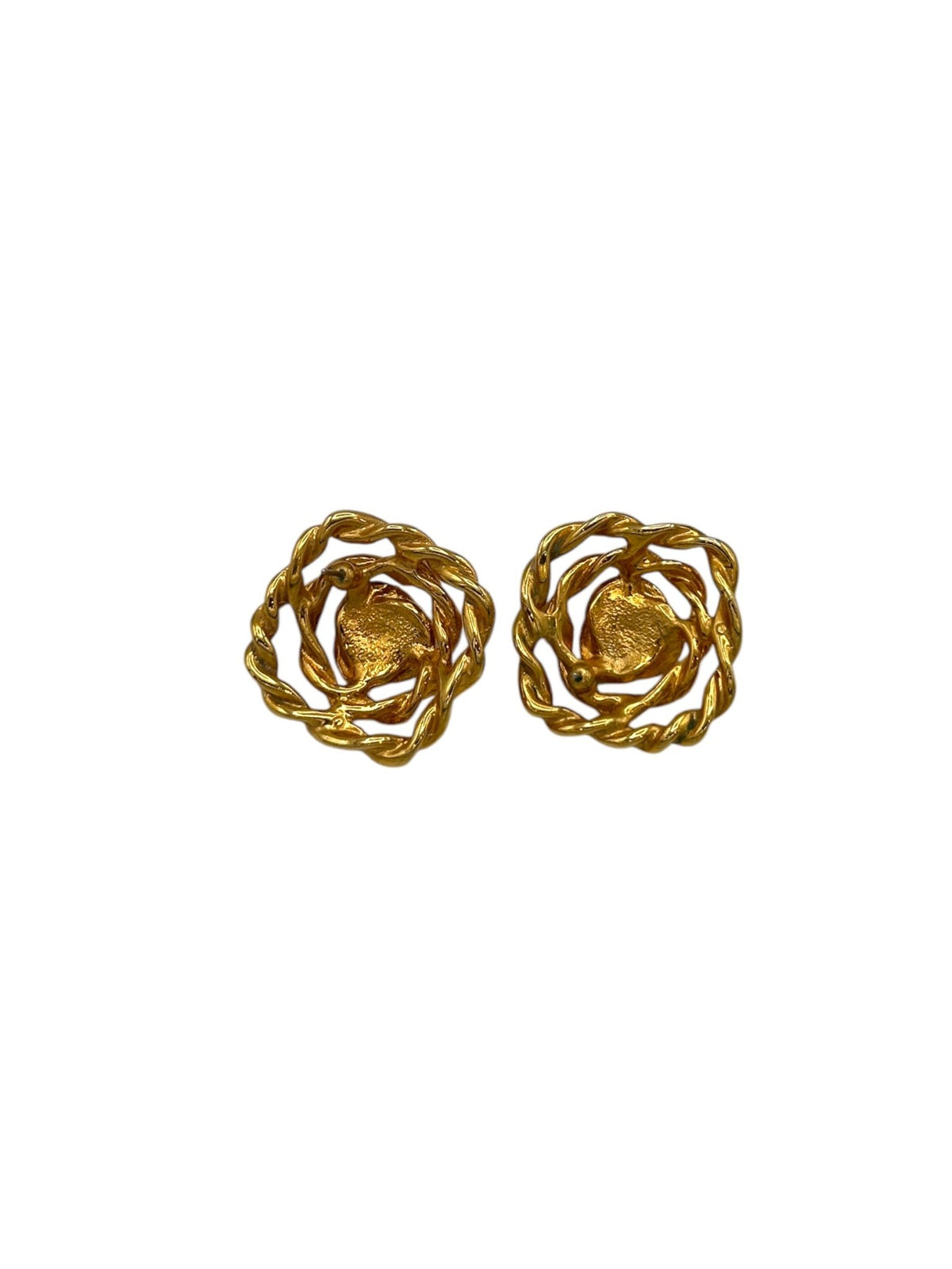 Vintage Gold Twisted Classic Pierced Earrings - 24 Wishes Vintage Jewelry