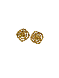 Vintage Gold Twisted Classic Pierced Earrings - 24 Wishes Vintage Jewelry