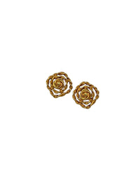 Vintage Gold Twisted Classic Pierced Earrings - 24 Wishes Vintage Jewelry