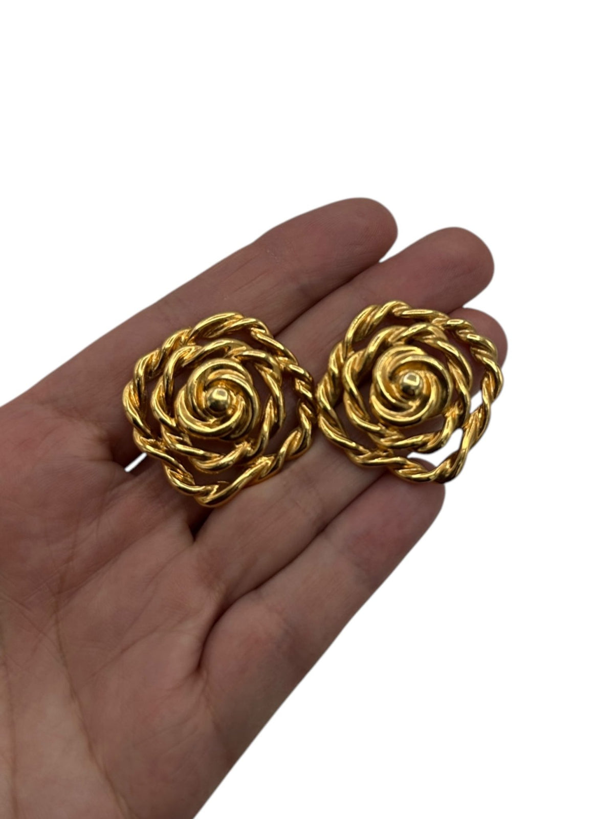 Vintage Gold Twisted Classic Pierced Earrings - 24 Wishes Vintage Jewelry