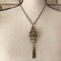 Vintage Gold Whiting & Davis Filigree Tassel Pendant - 24 Wishes Vintage Jewelry