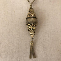 Vintage Gold Whiting & Davis Filigree Tassel Pendant - 24 Wishes Vintage Jewelry