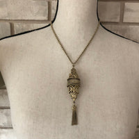 Vintage Gold Whiting & Davis Filigree Tassel Pendant - 24 Wishes Vintage Jewelry