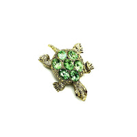 Vintage Green Rhinestone Turtle Brooch Pin - 24 Wishes Vintage Jewelry