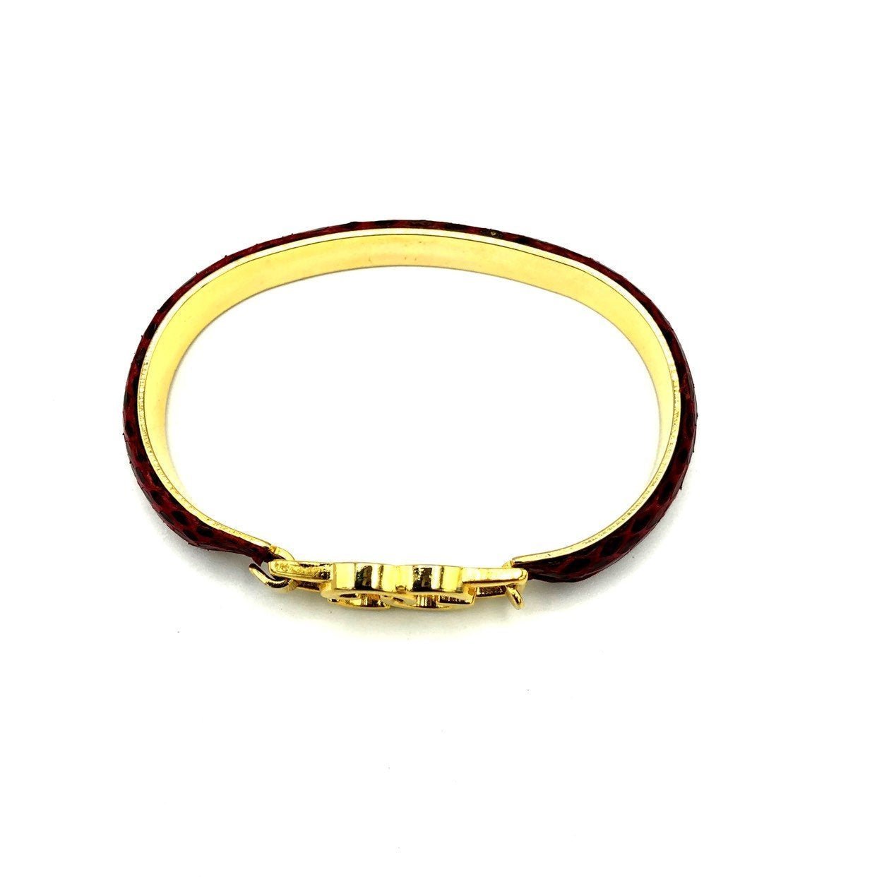 Vintage Gucci Red Leather Bangle Bracelet | 1970s GG Logo – 24