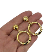 Vintage Jackie Collins Statement Dangle Enamel Doorknocker Pierced Earrings 24 Wishes Vintage Jewelry