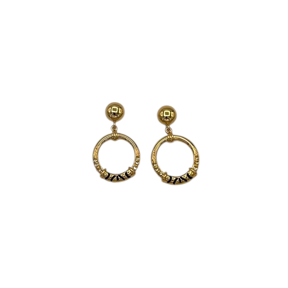 Vintage Jackie Collins Statement Dangle Enamel Doorknocker Pierced Earrings 24 Wishes Vintage Jewelry