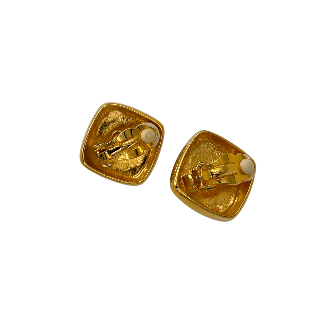 EarringsVintage Joan Rivers 1990s Gold Square Faux Pearl Clip - On Earrings