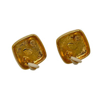 EarringsVintage Joan Rivers 1990s Gold Square Faux Pearl Clip - On Earrings