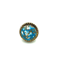 Vintage Large Faux Turquoise Cabochon Cocktail Ring - 24 Wishes Vintage Jewelry