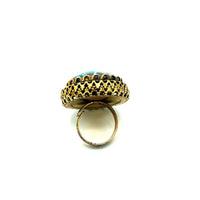 Vintage Large Faux Turquoise Cabochon Cocktail Ring - 24 Wishes Vintage Jewelry