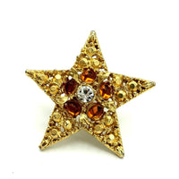 Vintage Large Gold Star Cabochon Clip - On Earrings - 24 Wishes Vintage Jewelry