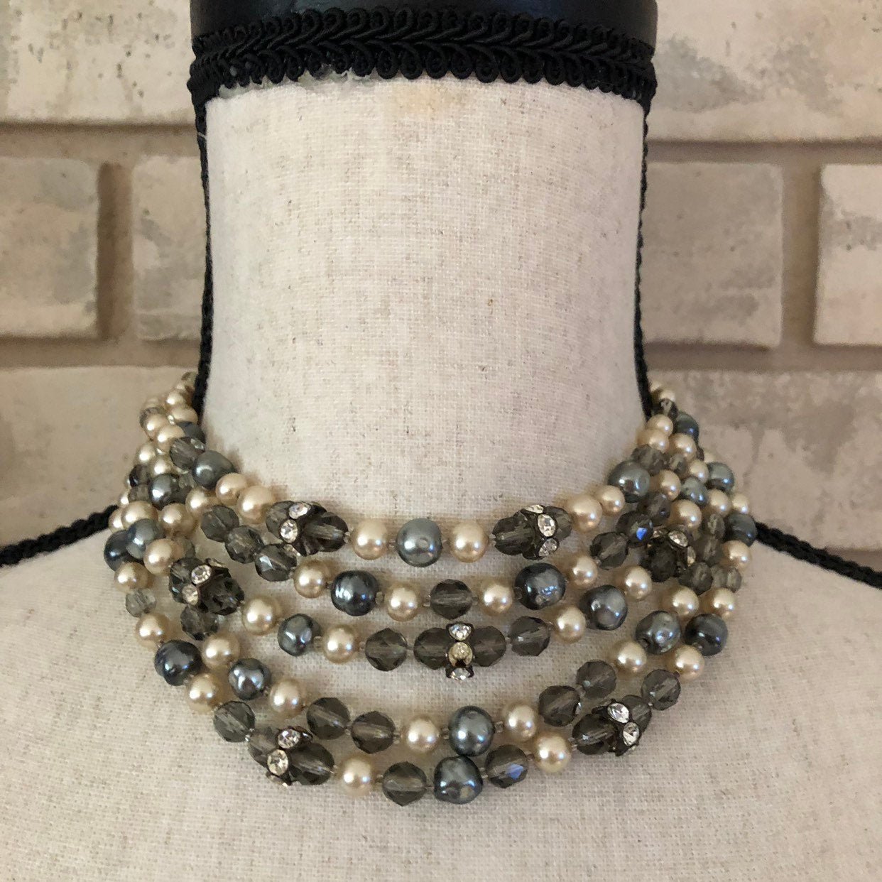 Stunning Multistrand Gray Pearl Necklace store