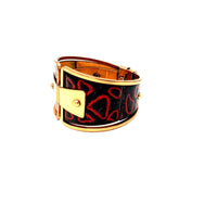 Vintage Matisse Renoir Enamel Geometric Wide Copper Hinged Bangle - 24 Wishes Vintage Jewelry