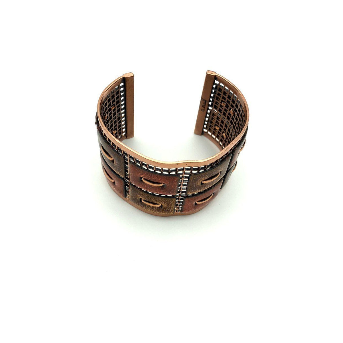 Manchette vintage en cuivre | Bracelet jonc large avec gravures Manchette vintage en cuivre | Bracelet jonc large avec gravures