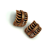 Vintage Matisse Renoir Wide Hoop Copper Clip - On Earrings - 24 Wishes Vintage Jewelry