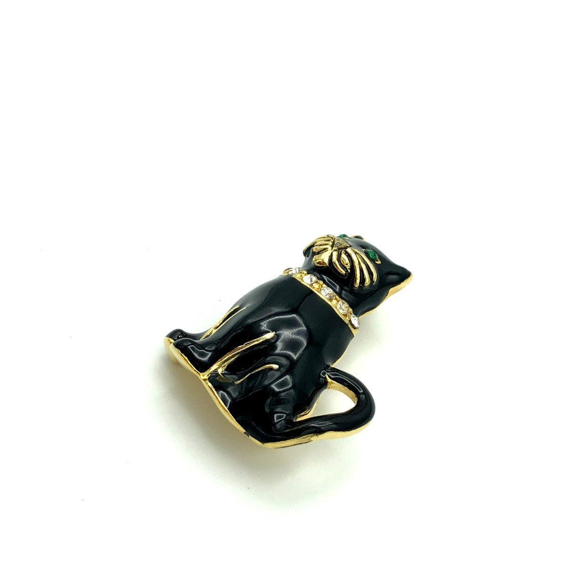 Vintage Monet Black Enamel Cat Brooch - 24 Wishes Vintage Jewelry