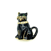 Vintage Monet Black Enamel Cat Brooch - 24 Wishes Vintage Jewelry